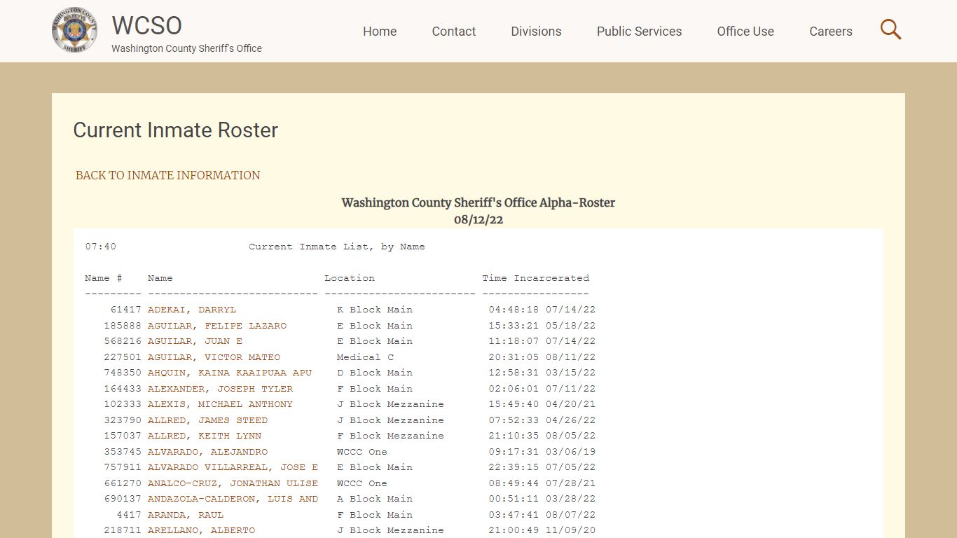 Current Inmate Roster | WCSO - WCSO | Washington County ...